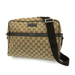 Gucci GG Monogram Messenger Bag beige dark brown leather
